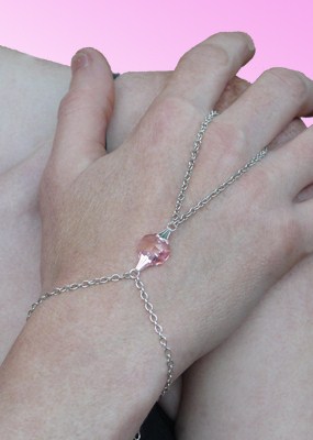 Cha&icirc;ne de Main Argent Cristal Swarovski Rose