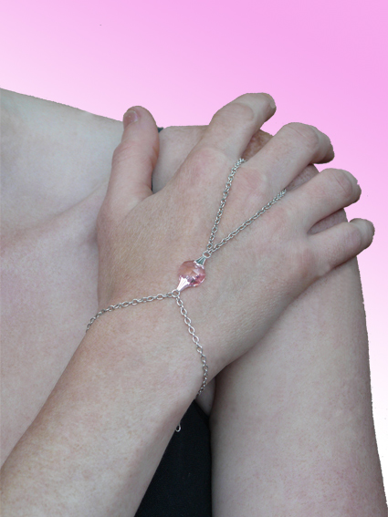Cha&icirc;ne de Main Argent Cristal Swarovski Rose