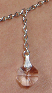 Chaine de taille argent et pendant cristal de Swarovski blanc