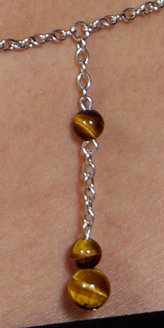 Chaine de taille argent diapason de pierre oeil de tigre